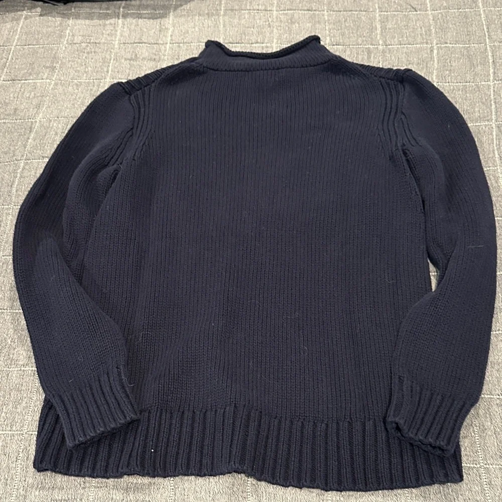 Women's Navy Mock Neck Sweater - Picture 3 of 3
